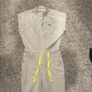 Beige Jumpsuit with Neon Accents